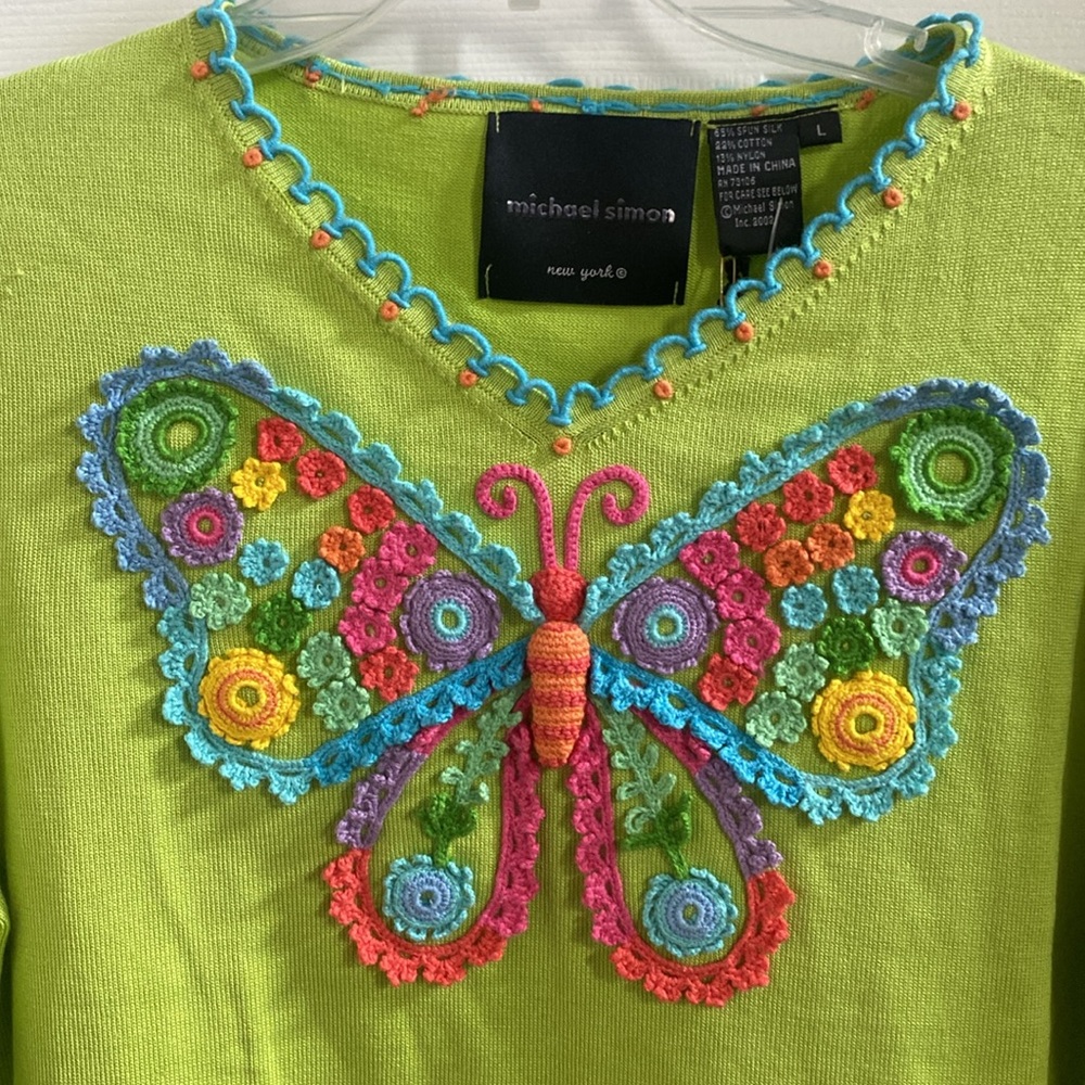 NWT Michael Simon Butterfly Sweater - Picture 4 of 12